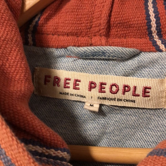 Free People Baja Hooded Denim Jacket M - Picture 6 of 16